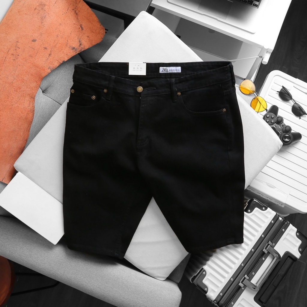 (bigsize) QUẦN SHORT JEAN đen NAM BIG SIZE - ĐEN TRƠN