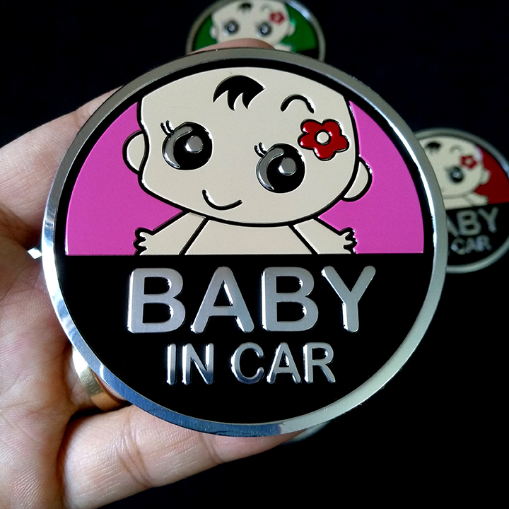 Logo kim loại dán BABY IN CAR