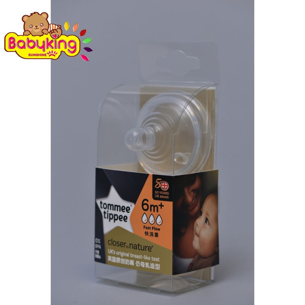Núm ti chảy sữa nhanh bộ 2 cái 0+,3+, 6+ tommee tippee (82027)