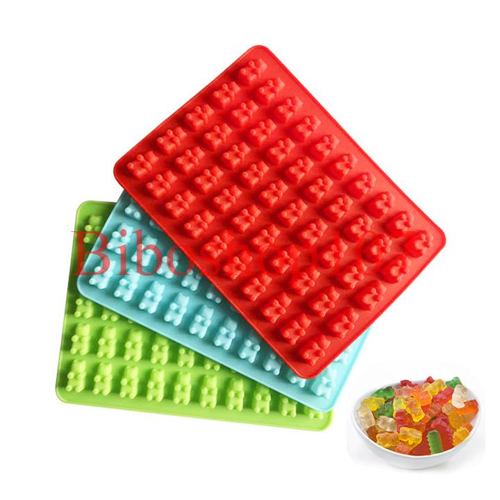 Khuôn silicon làm thạch, rau câu, socola, kẹo chip chip 50 hình gấu