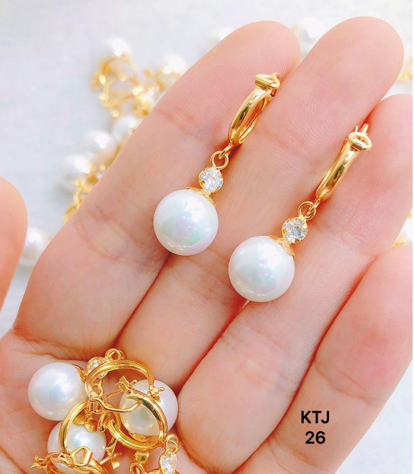 Bông tai vàng tây gắn hạt trai MS29