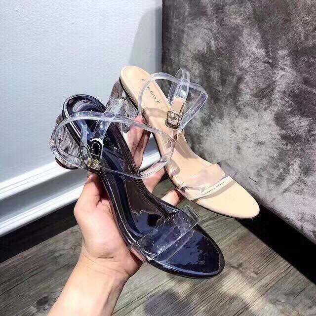 Sandal quai trong chất da đế trụ 5p siêu đẹp