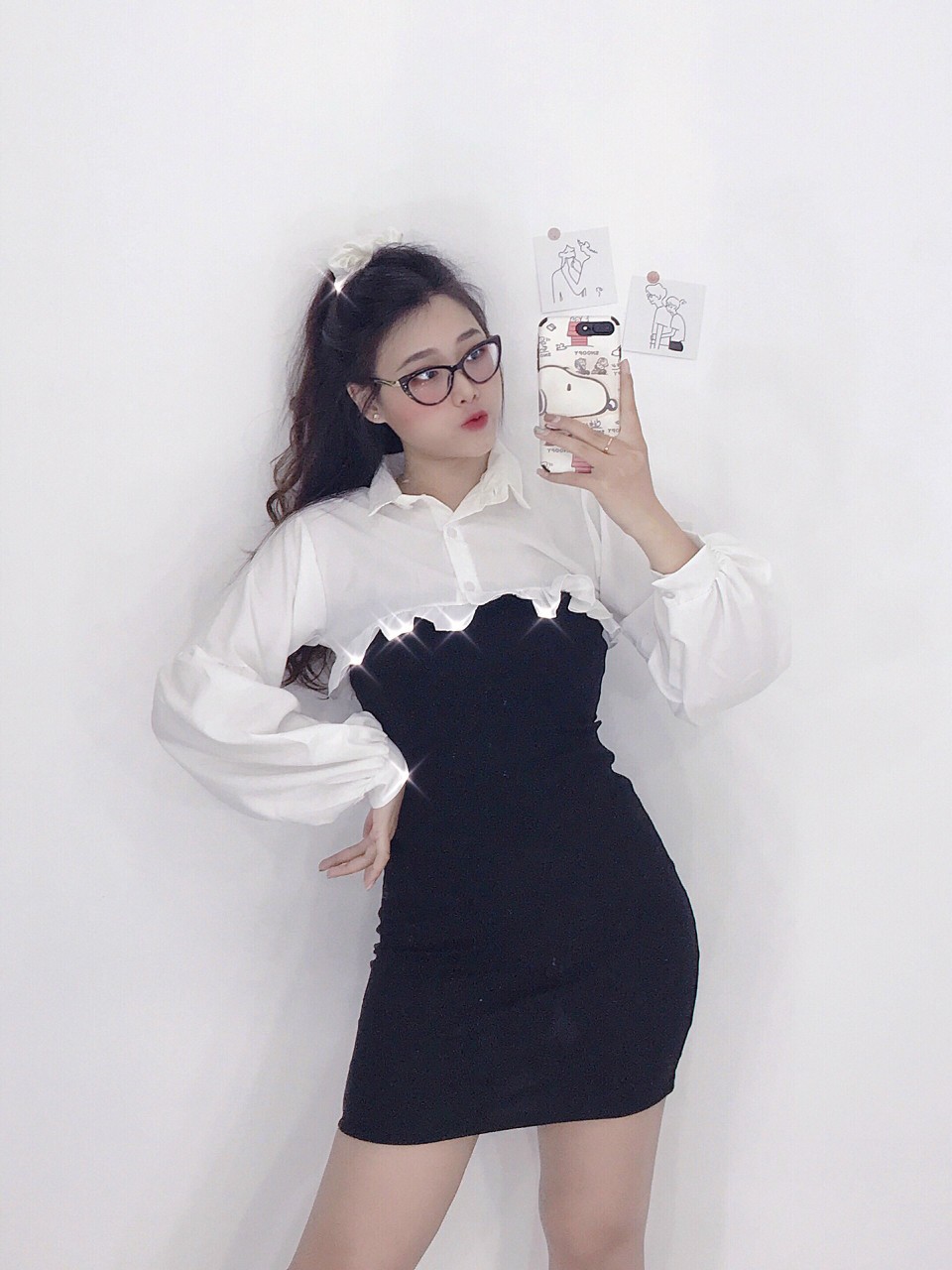 Áo Sơ MI Croptop Phối Bèo,Sơ Mi Croptop,LY STORE