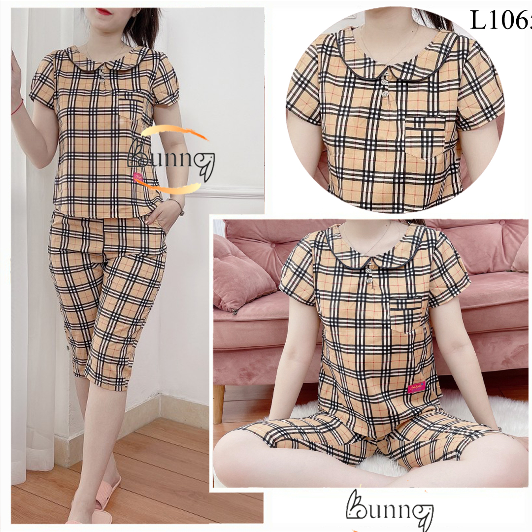 Đồ bộ nữ mặc nhà, bộ quần áo  lửng lụa hàn mềm mát