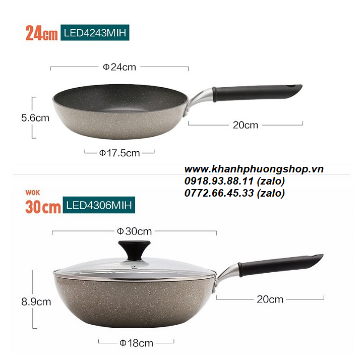 chảo vân đá lock&lock 24,26,28,30cm - chảo vân đá lock&lock