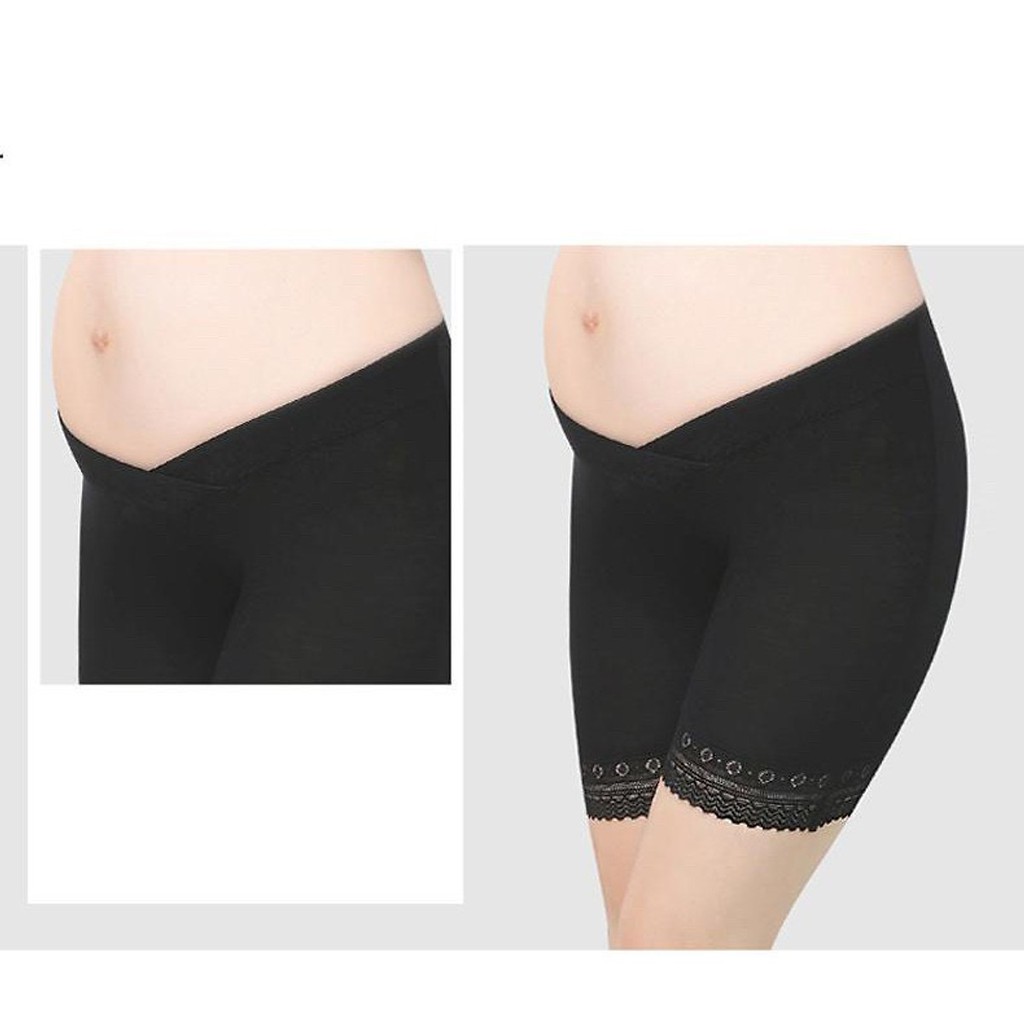 Quần Váy Bầu Cotton Cạp Chéo Chân Ren Mềm Mịn