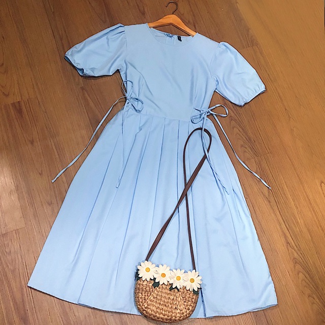 [HCM]Đầm blue tùng xoè xếp li (kèm hình thật)