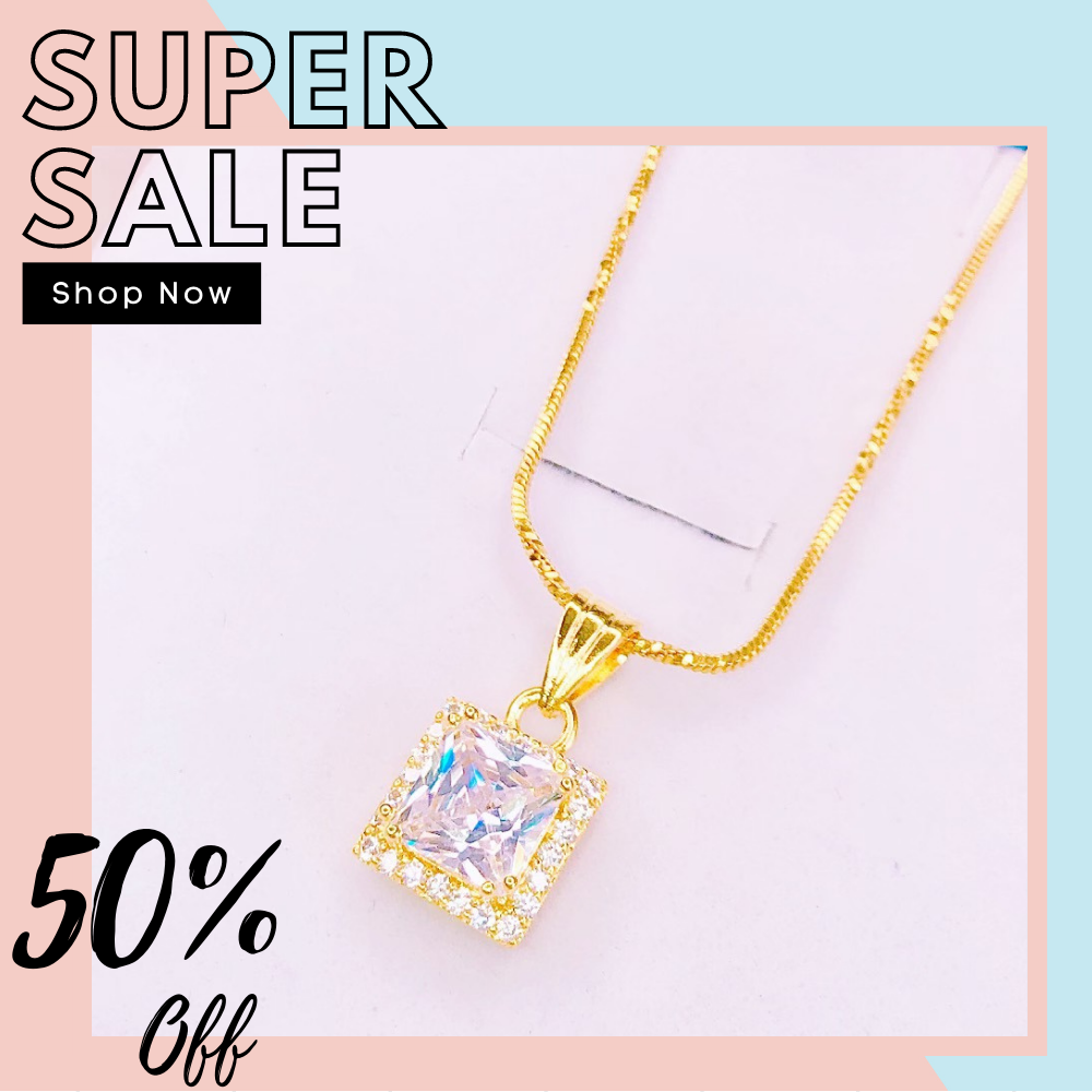 Dây chuyền mạ vàng nữ GADO DM019, dây chuyền vàng non 24k đính đá kim cương nhân tạo, dây chuyền nữ sang trọng quý phái - dùng đi tiệc cực kì sang chảnh