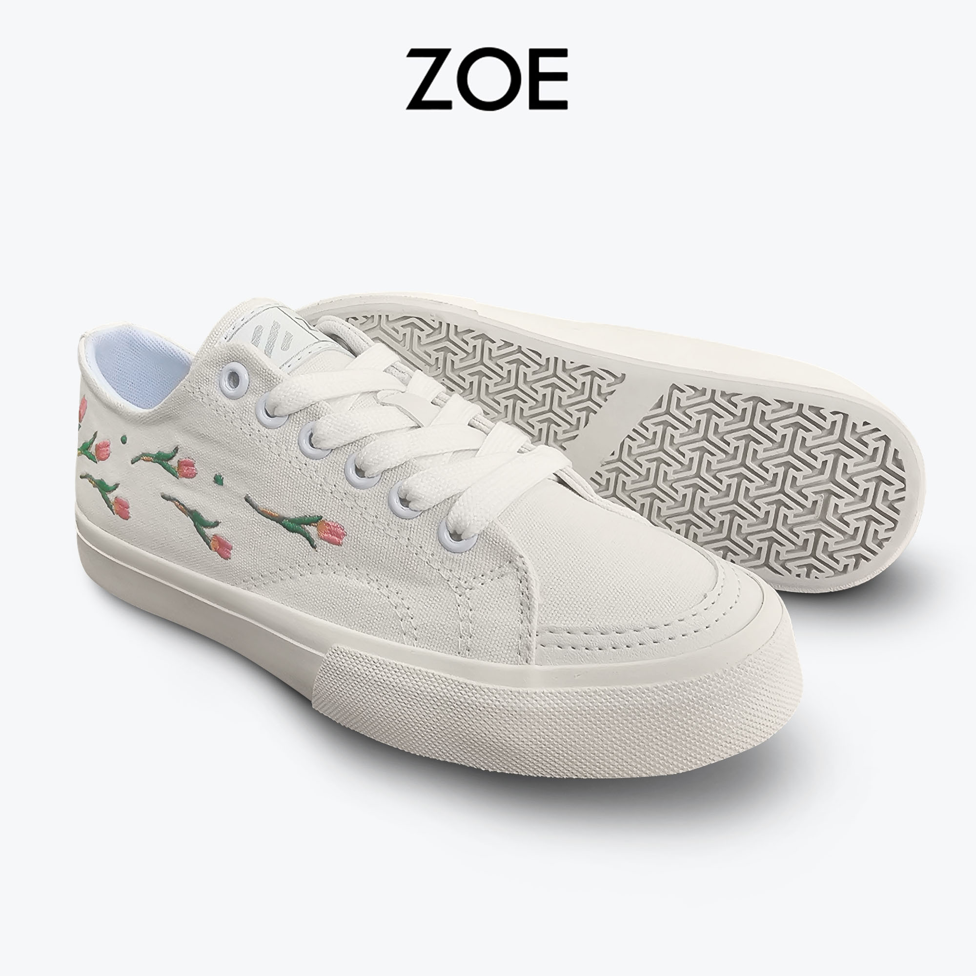 Giày Sneaker Vải Canvas Thêu Hoa Tulip (ZOE Tulip Flower)