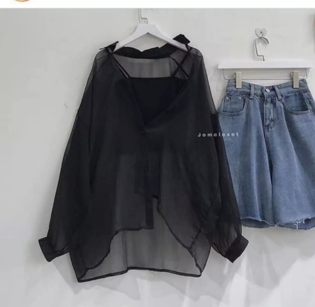 Set áo sơ mi voan kèm áo 2 dây tay bồng Lotat store