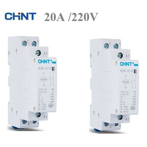 Bộ 2 khởi động từ ,contactor 1 pha CHINT NCH8-25A (trắng)