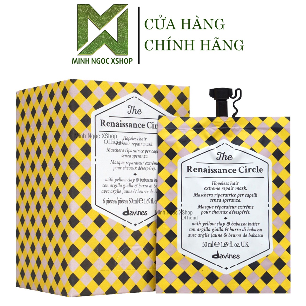 Hộp 6 mặt nạ tóc siêu phục hồi Davines The Renaissance Circle 50ML