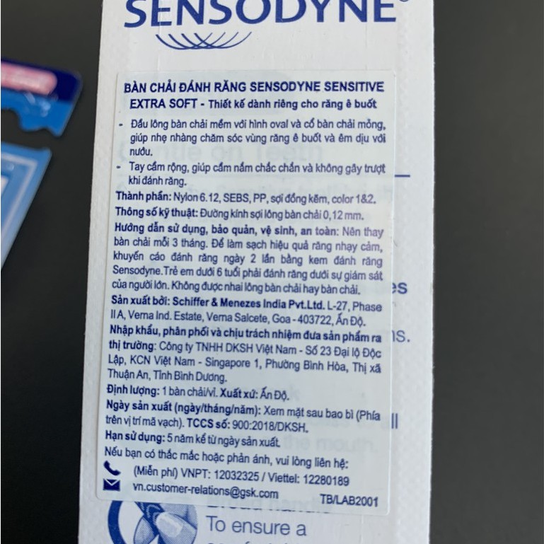 Bàn chảy đánh răng Sensodyne Senstive Extra Soft dành cho răng ê buốt - bàn chà răng