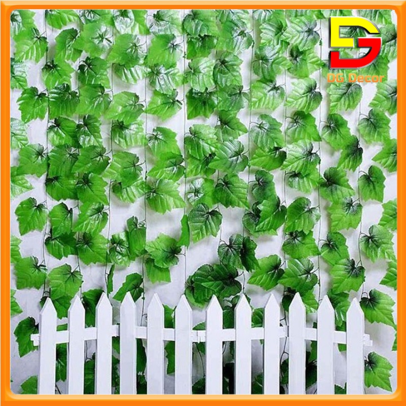 Wire grape leaves green long 2.4m home decoration, outdoor, wire leaf imitation