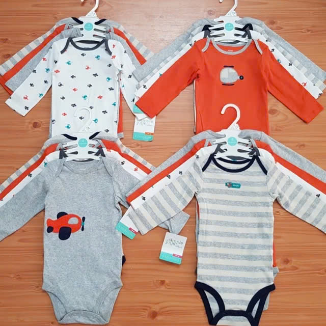 Set 4 bộ đồ liền thân bodysuit tay dài cho bé trai