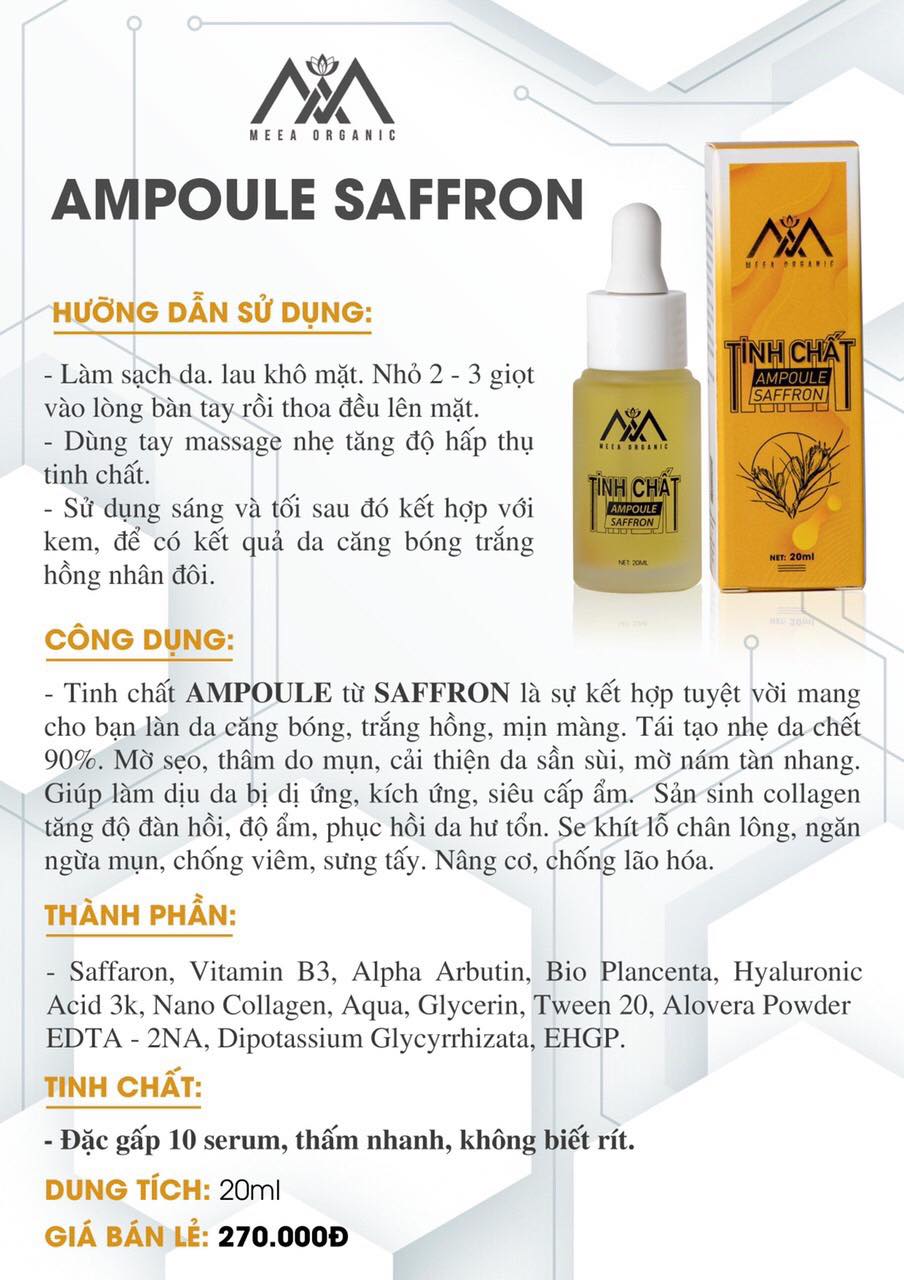 [100% Chính Hãng] tinh chất ampoule saffron serum meea organic