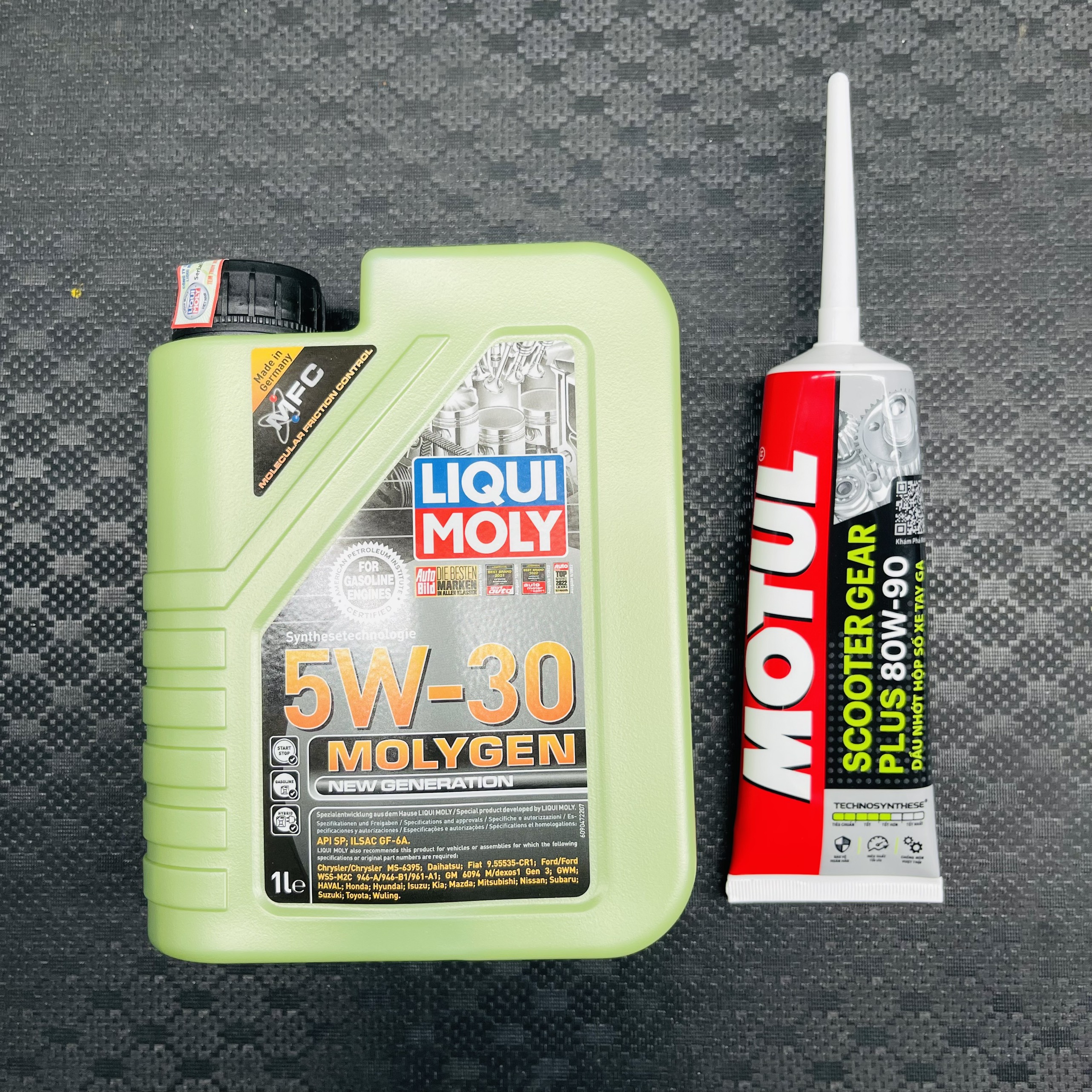[COMBO TAY GA] Nhớt Tổng Hợp LIQUI MOLY MOLYGEN 5W30 + Nhớt hộp số (nhớt Lap) Motul Scooter Gear plus 120ml