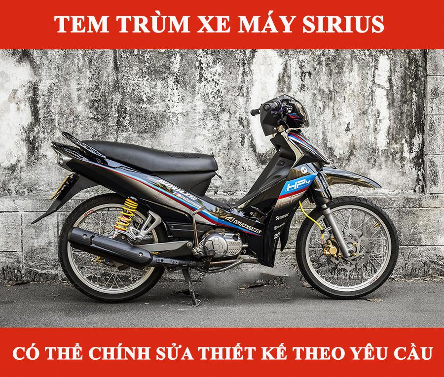 Tem trùm xe sirius đen xanh xám HP4, team dán xe máy sirius, team trùm sirius, team trùm sirius, tem xe sirius, tem trùm sirius, đen xanh xám HP4