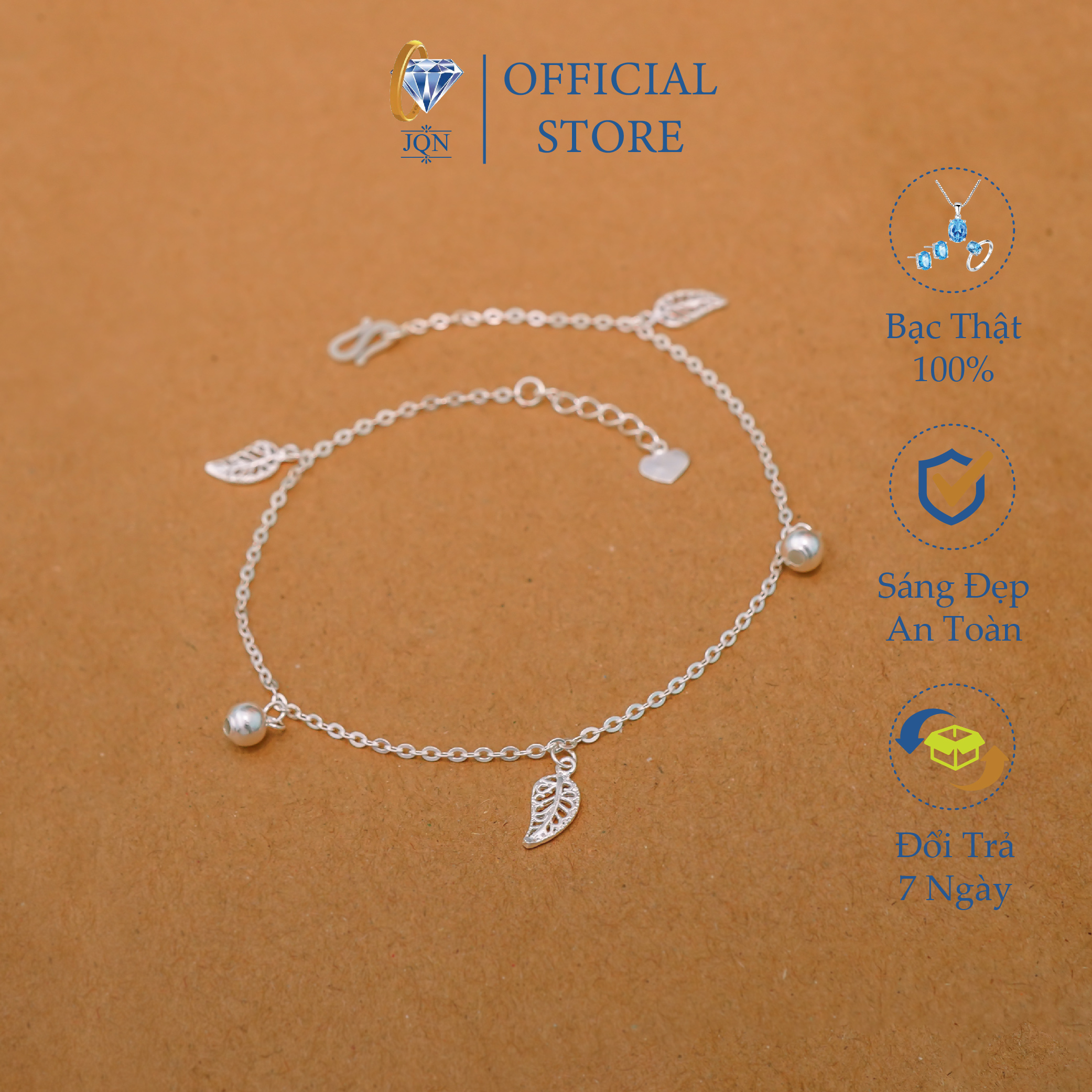 Lắc chân nữ bạc thật mic chuông nhỏ xinh xắn/ Trang sức bạc JQN cam kết bạc chuẩn kèm bảo hành