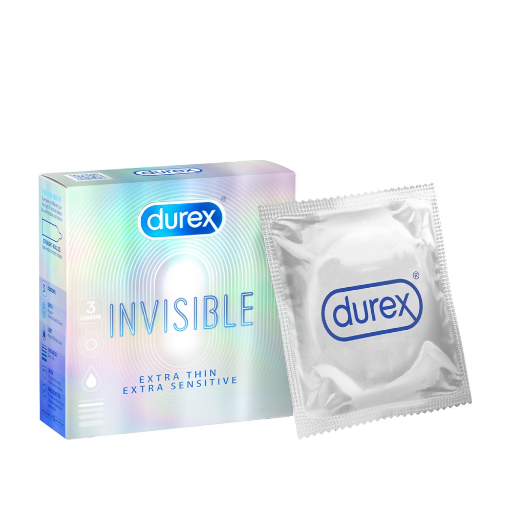 Bao cao su Durex Invisible 3 bao - Siêu mỏng , size 52mm cỡ vừa