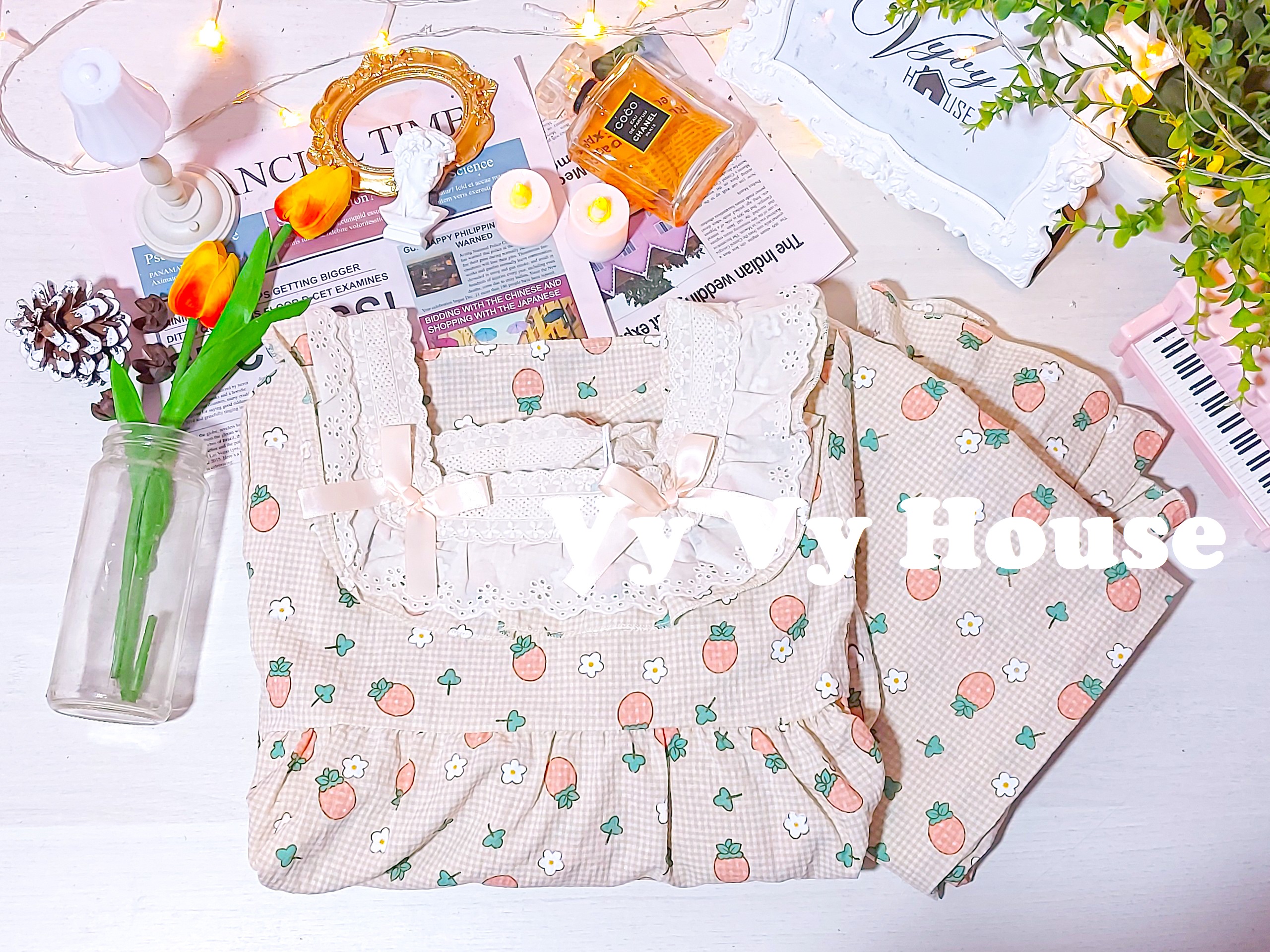 Set bộ mặc nhà trái dâu quảng châu tiểu thư