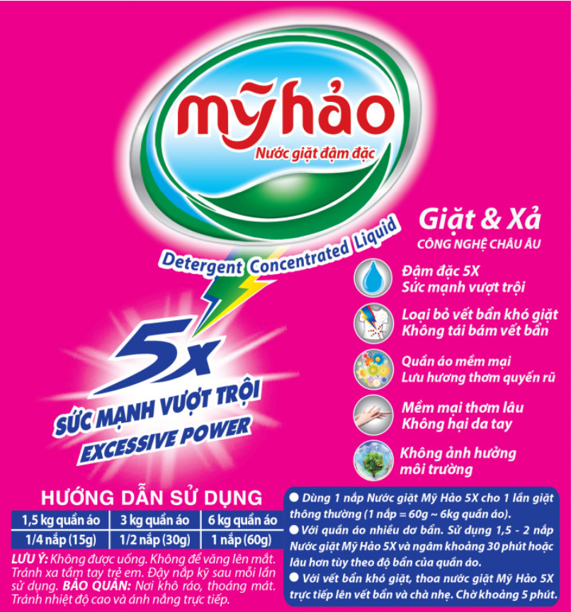 Nước Giặt Hương Nước Hoa Mỹ Hảo | 5X Đậm Đặc Sạch Nhanh, Lưu Hương Cao Cấp | Bình 3.4KG