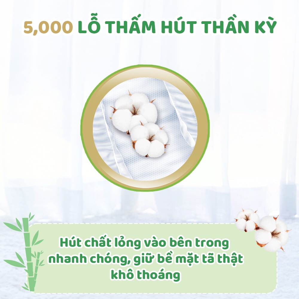 (TẶNG 6 MIẾNG) Tã/bỉm Dán Molfix Thiên Nhiên Jumbo M (6kg - 11kg) - Gói 46+6 Miếng.