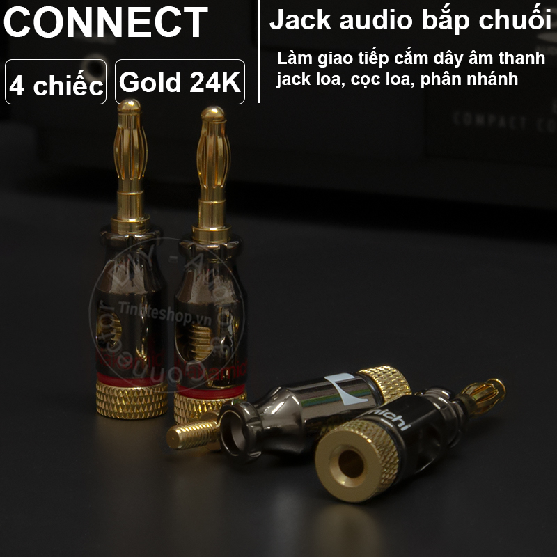 Lantern banana jack 4 pcs 24K gold plated brass, extra treble speaker connection