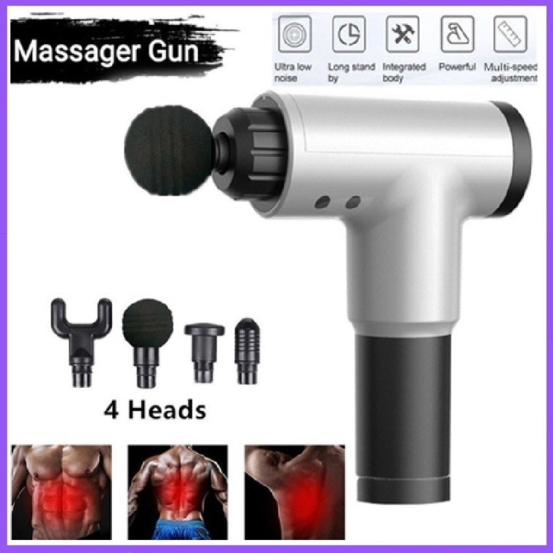 Bảng giá Súng Massage Toàn Thân Cầm Tay Fascial Gun 4 Đầu 6 Chế Độ Chính Hãng, Giãn Cơ, Giảm Căng Cơ, Thư Giãn Cơ Thể - Bh 12 Tháng 1 Đổi 1