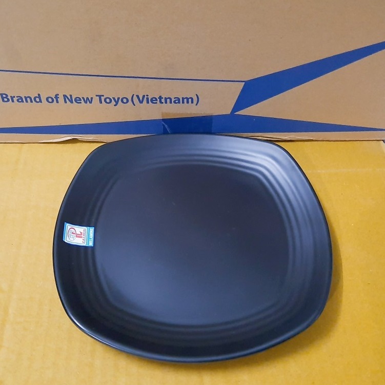 [HCM]Dĩa Nhựa Vuông Melamine Đen Nhám - 26cm