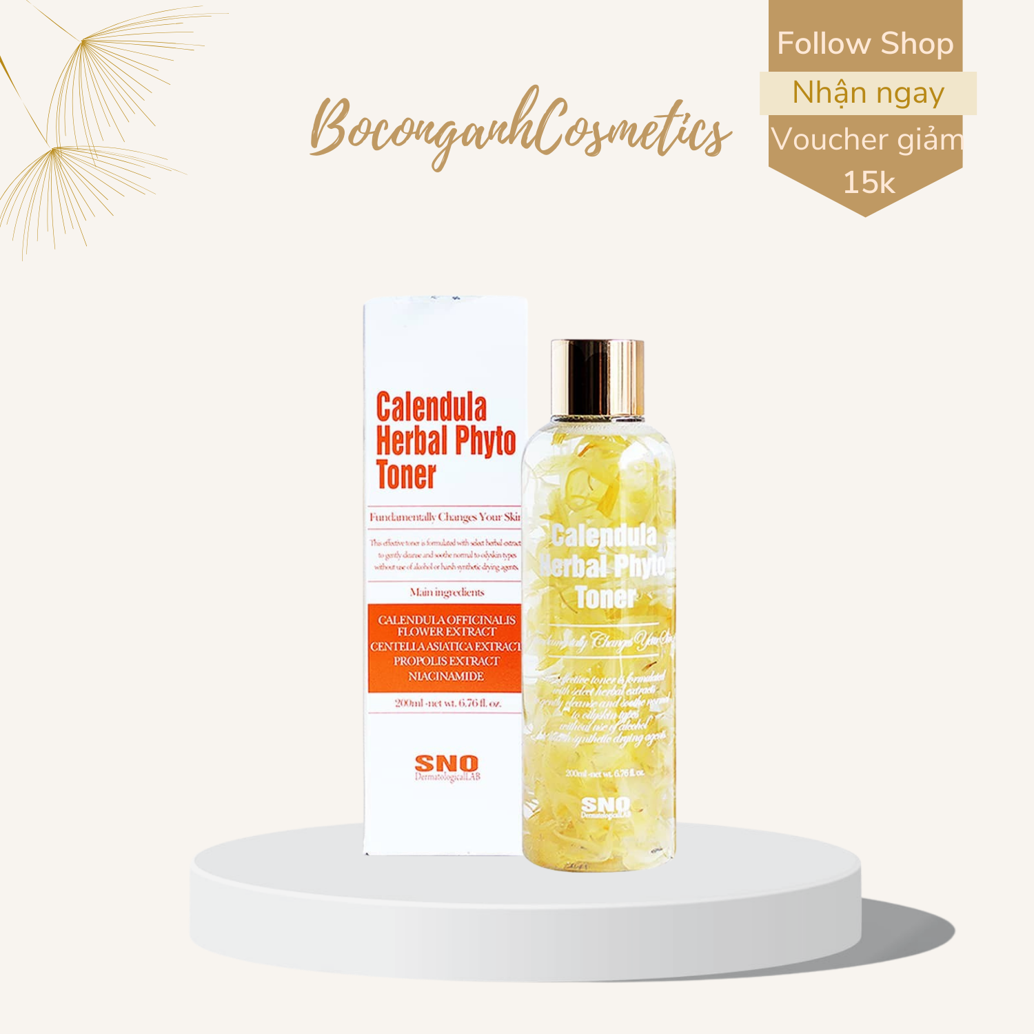 Nước cân bằng da hoa cúc SNO Calendula Herbal Phyto Toner 200ml.
