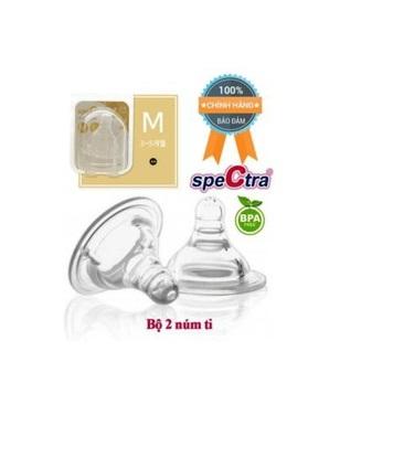 Bộ 2 núm ti cổ rộng size m spectra cho bé từ 3 đến 5 tháng tuổi