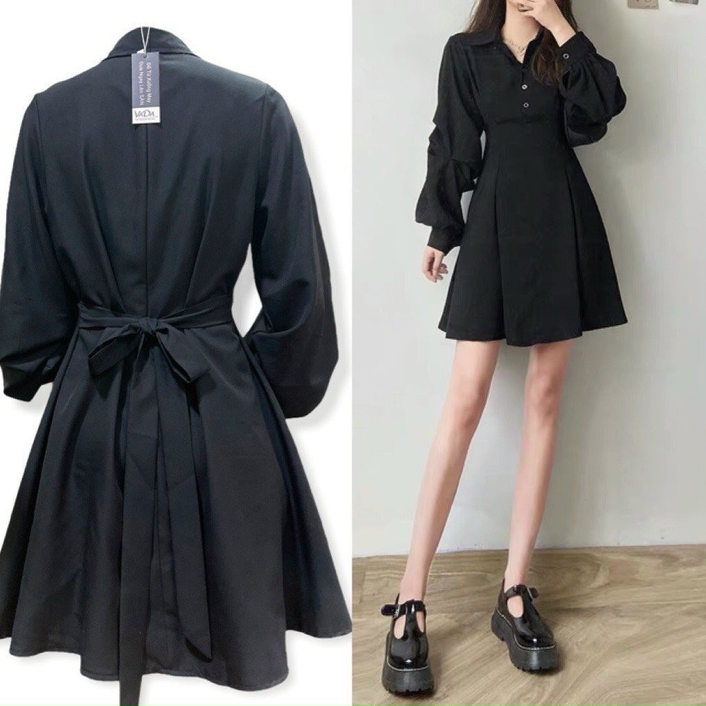 Đầm xoè dự tiệc cổ sơ mi