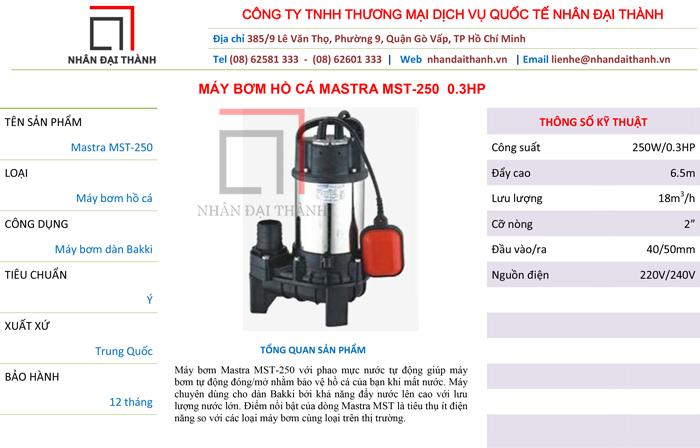 Máy bơm chìm nước thải Mastra MST-250