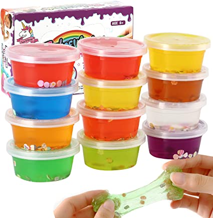 đồ chơi slime nhiều màu, 1 lốc 12 cốc slam chất nhờn ma quái cho bé 4
