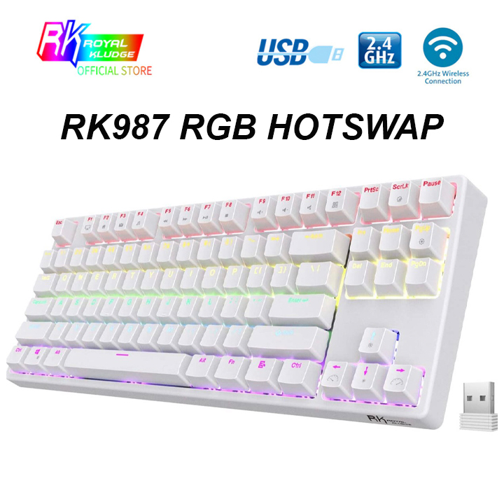 HOTSWAP RK987 RGB - bàn phím cơ không dây Royal Kludge RK987 RGB kết nối 3 Mode Bluetooth 5.1, USB 2.4G và Cáp Type C danh cho máy tính, Laptop và điện thoại - CHÍNH HÃNG