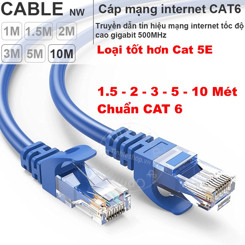 Dây mạng kingmaster chuẩn cat6 cáp rj 45 lan internet : 1 mét - 1.5m - 3m - 5m - 10m đúc sẵn 2 đầu, chống nhiễu