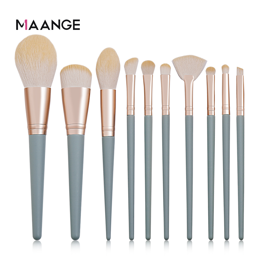 MAANGE Bộ Cọ Trang Điểm 10 Cái Kem Che Khuyết Điểm Phấn Mắt, Dụng Cụ Trang Điểm Chuyên Nghiệp Má Hồng