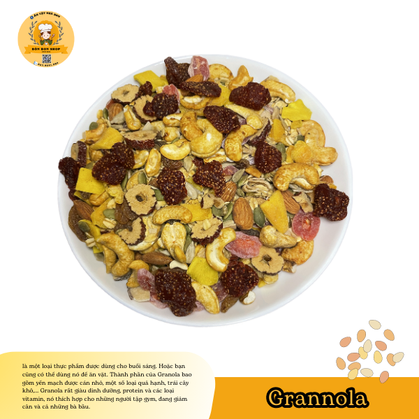 Granola siêu hạt giảm cân ngũ cốc dinh dưỡng eat clean không đường hộp 500g