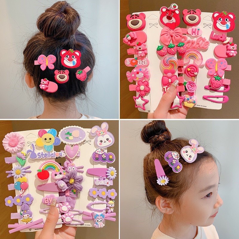 Vỉ 14c cặp tóc , kẹp tóc gấu lotso cho bé dễ thương