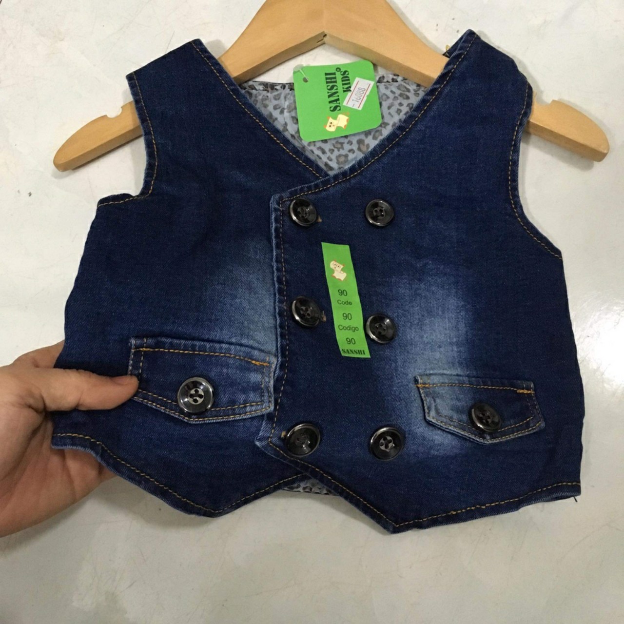 Áo khoác bò jeans gile thời trang cho bé trai gái sơ sinh đến 3 tuổi