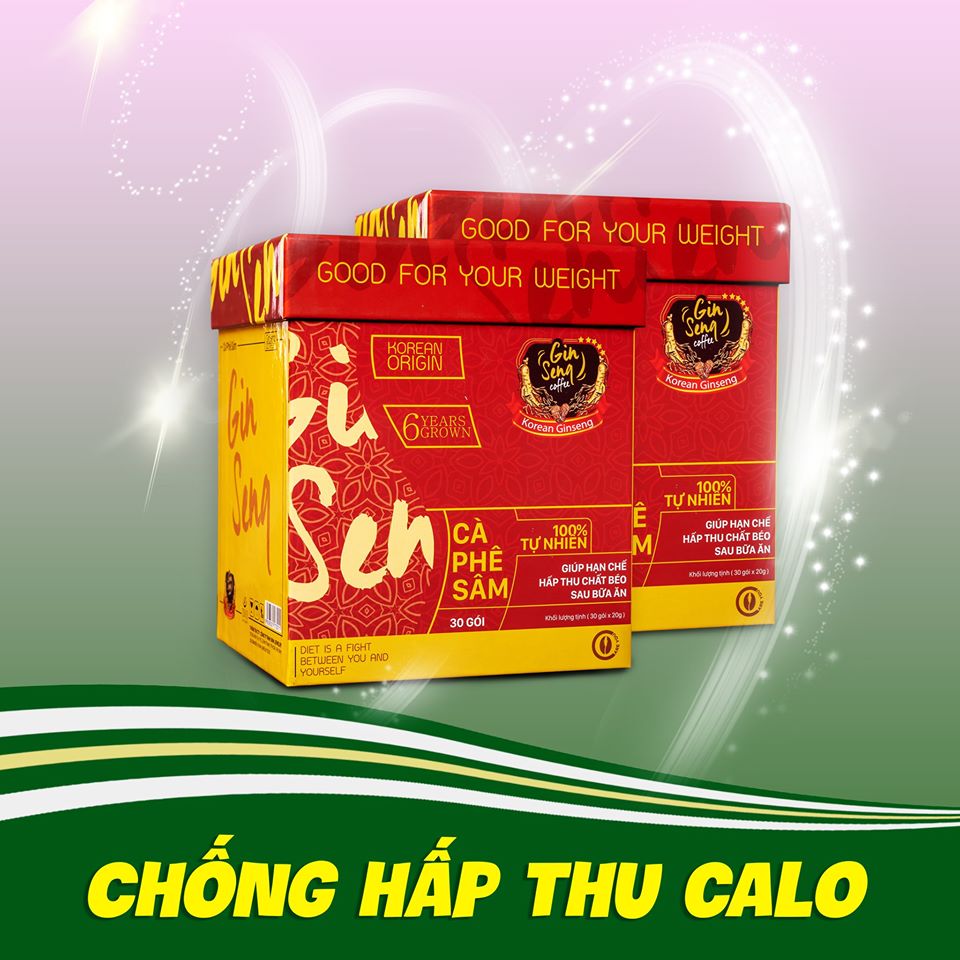 2 Hộp Cà Phê Sâm Giảm Cân , Đốt cháy mỡ, loại bỏ chất béo.(Ginseng Coffee)