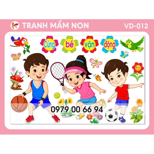Tranh góc mầm non - góc vận động 012
