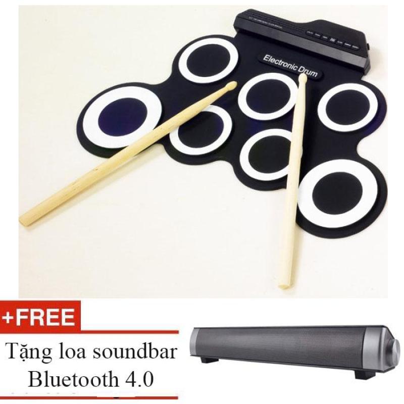 BestMart Bộ trống điện tử Electronic Drum Portable USB (Black White) + tặng loa bluetooth 4.0 soundbar