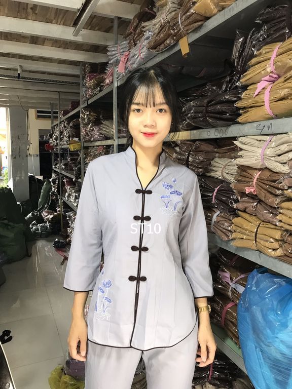 BỘ ĐỒ LAM ĐI CHÙA # MẪU SẨM TÀU THÊU HOA SEN DÀNH CHO NỮ