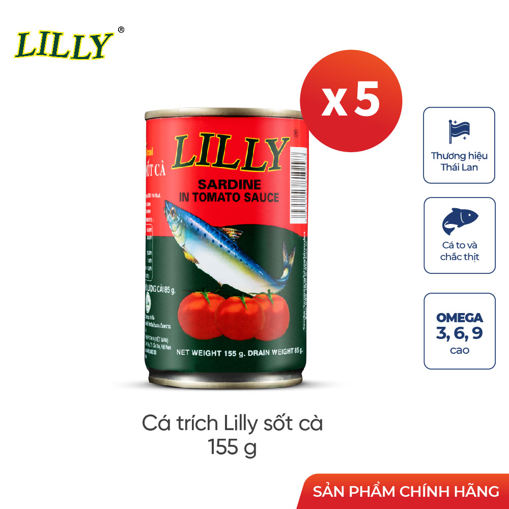 LS - Lốc 5 Lon Cá Trích sốt cà Lilly