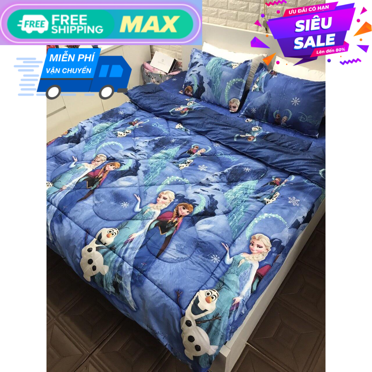 Bộ Ga Gối Cotton ( 1 Ga Bọc và 2 Áo Gối Nằm)