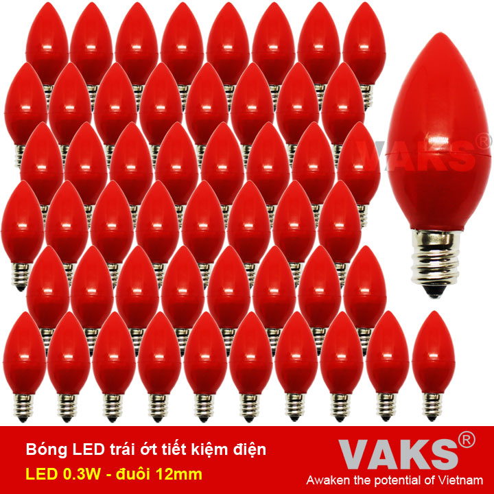 Bộ 50 bóng đèn led trái ớt tiết kiệm điện VAKS