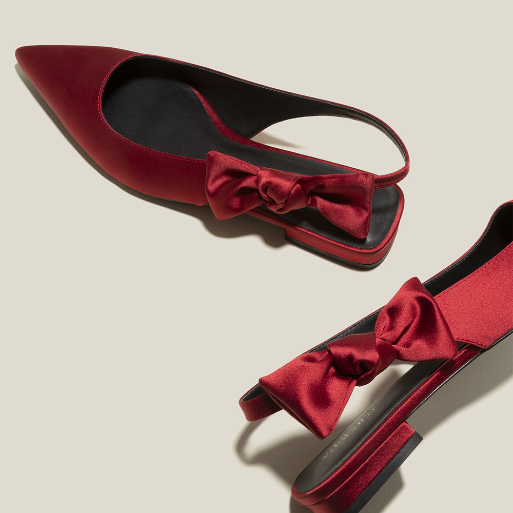 Vascara Giày Slingback Satin Nhấn Quai Nơ - BMN 0575