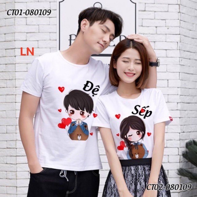 Áo đôi đệ sếp cộc tay DAP776, Áo thun nam nữ, quần kaki, quần nữ, sét bộ mặc ở nhà, áo thun tay dài, quần jean ống rộng
